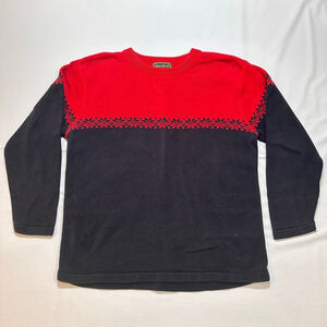 Eddie Bauer Red Navy Cotton Snowflake Knit Sweater |M| Nordic Heritage Classic